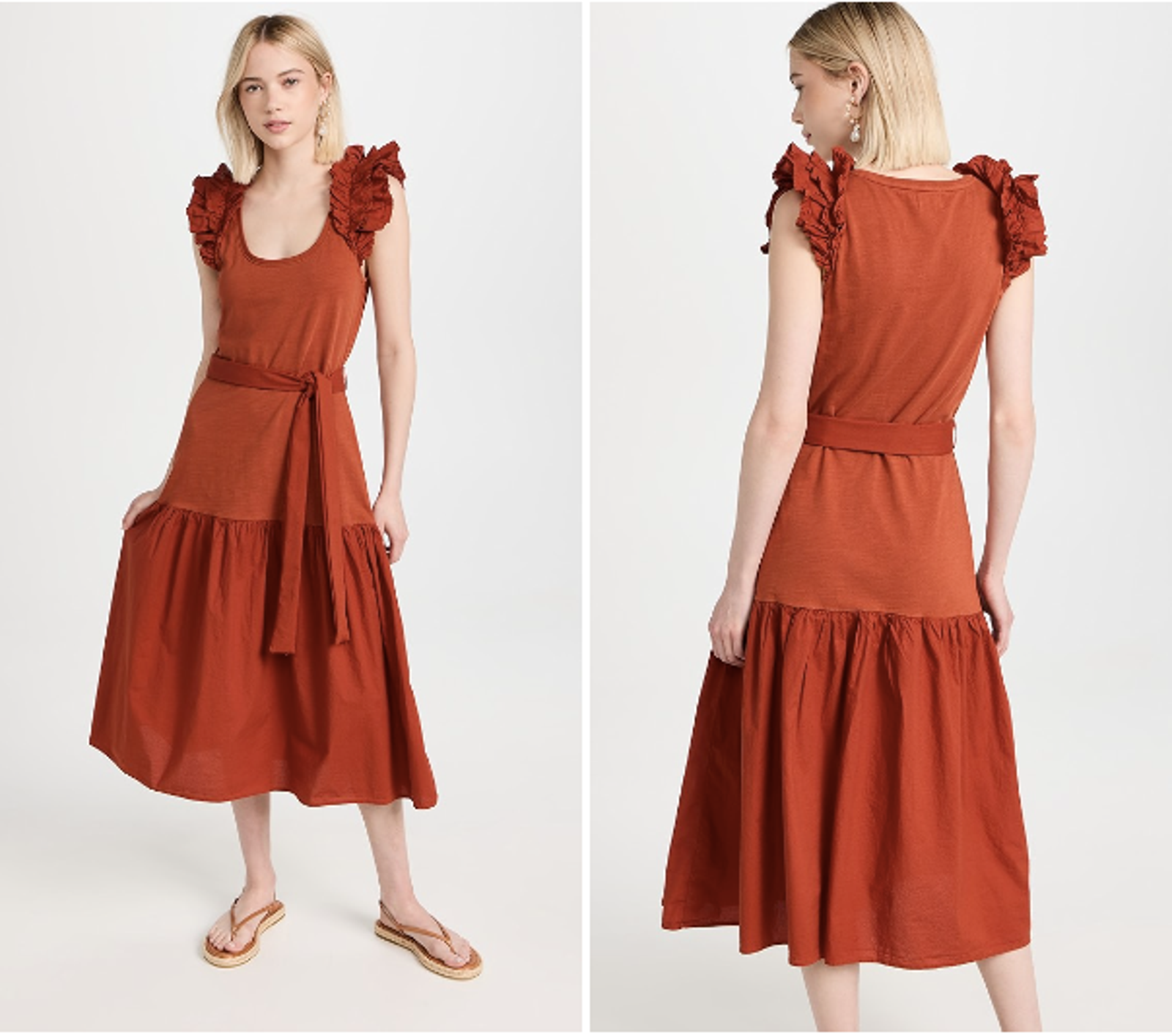 Nation Ltd X Evereve Nwt Everleigh Midi Dress In Cayenne // M